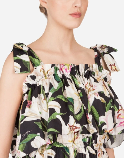 Shop Dolce & Gabbana Lily-print Poplin Top In Floral Print