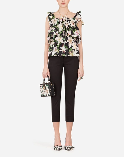 Shop Dolce & Gabbana Lily-print Poplin Top In Floral Print