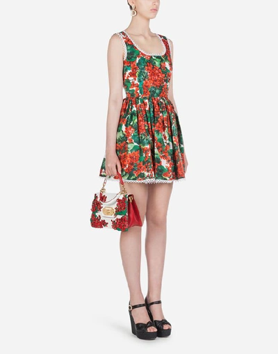 Shop Dolce & Gabbana Short Portofino-print Poplin Dress In Floral Print