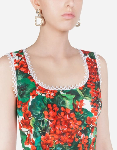 Shop Dolce & Gabbana Short Portofino-print Poplin Dress In Floral Print