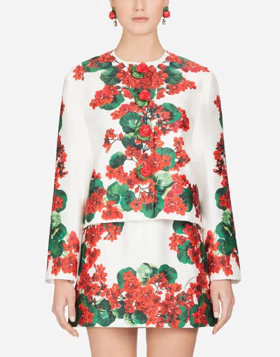 Shop Dolce & Gabbana Portofino-print Mikado Jacket In Floral Print