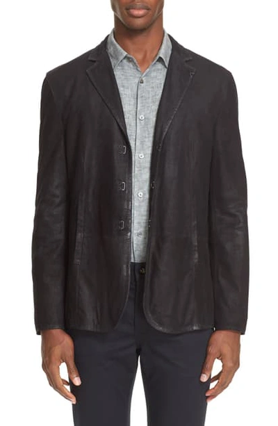 Shop John Varvatos Slim Fit Leather Sport Coat In Black