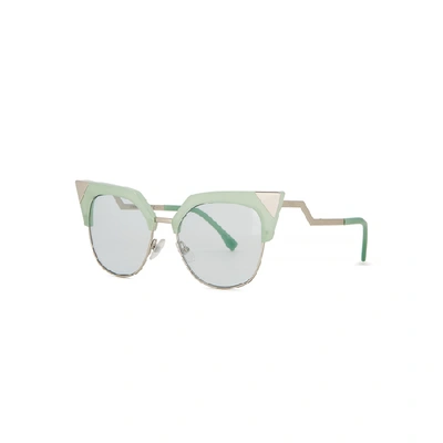 Shop Fendi Iridia Green Cat-eye Sunglasses