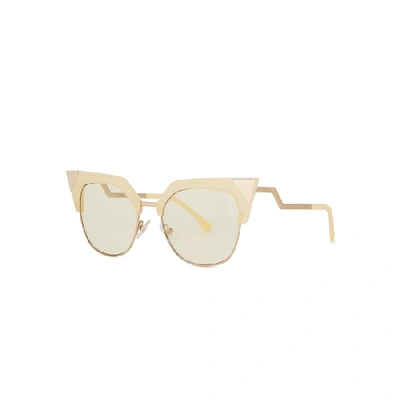 Shop Fendi Iridia Yellow Cat-eye Sunglasses