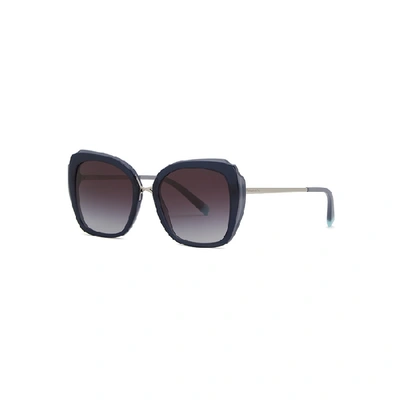 Shop Tiffany & Co Silver-tone Oversized Sunglasses In Black