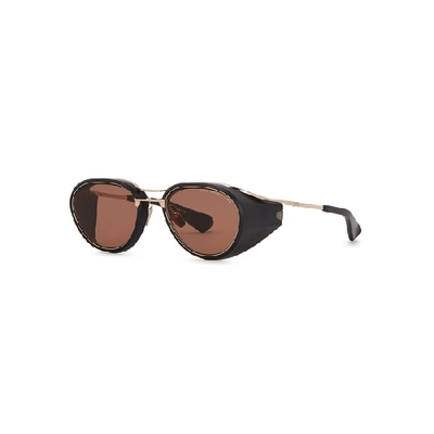 Shop Dita Nacht Two Oval-frame Sunglasses In Black And Other