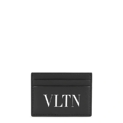 Shop Valentino Vltn Black Leather Card Holder