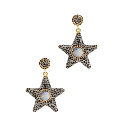 Shop Soru Jewellery Moonstone Gold-plated Crystal Star Earrings