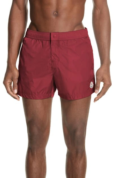 Shop Moncler Boxer Mare Swim Shorts In Red