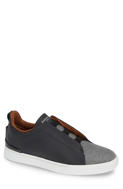 Shop Ermenegildo Zegna Slip-on Sneaker In Navy/ Grey