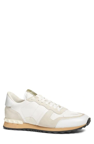 Shop Valentino Camo Rockrunner Sneaker In White