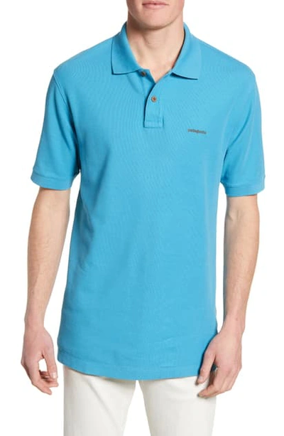 Shop Patagonia Belwe Relaxed Fit Pique Polo In Mako Blue