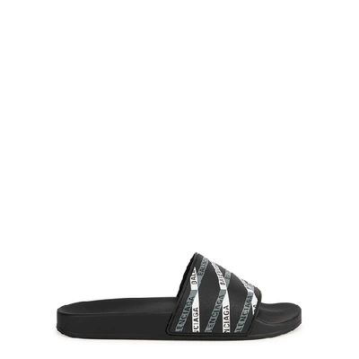 Shop Balenciaga Black Monogrammed Sliders