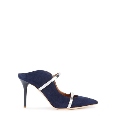 Shop Malone Souliers Maureen 85 Navy Suede Mules