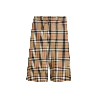 Shop Burberry Vintage Check Wool Tailored Culottes In Antique Yel Ip Chk