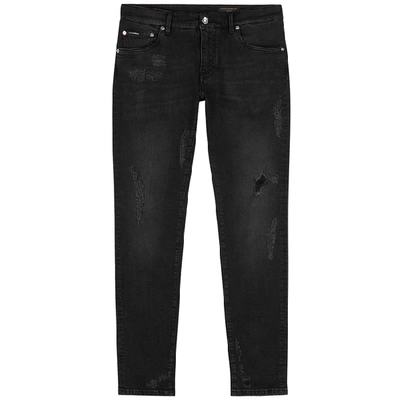 Shop Dolce & Gabbana Black Distressed Skinny Jeans