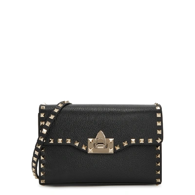Shop Valentino Rockstud Small Leather Shoulder Bag In Black