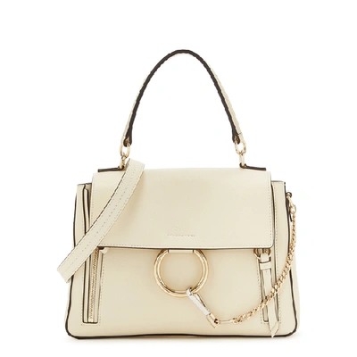 Shop Chloé Faye Day Small Leather Shoulder Bag In Off White