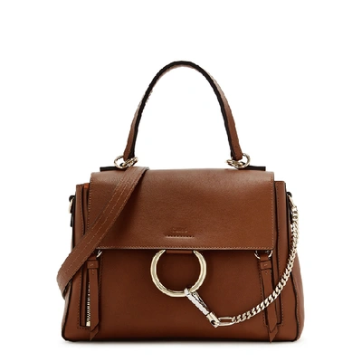 Shop Chloé Faye Day Small Leather Shoulder Bag In Tan