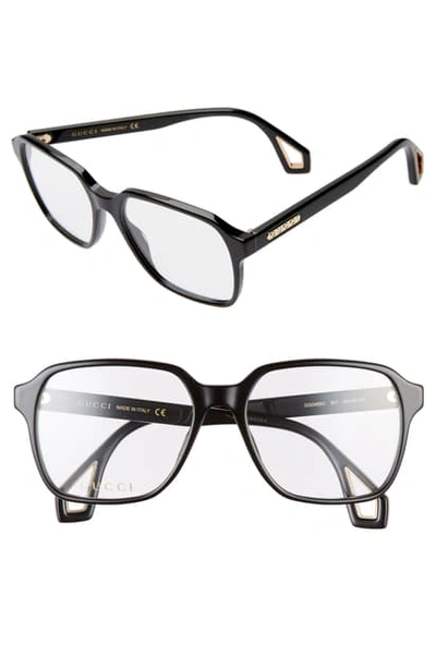Shop Gucci 56mm Square Optical Glasses - Black