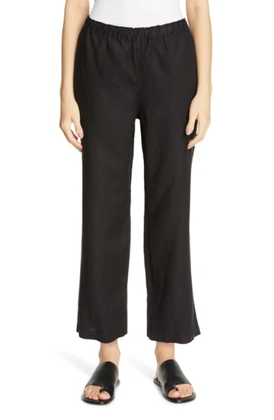 Shop Eileen Fisher Cropped Linen Pants In Black