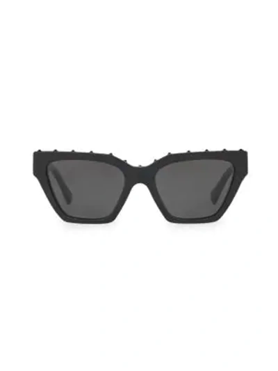 Shop Valentino Va4046 Solid Red 53mm Cat Eye Sunglasses In Dark Grey