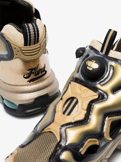 Shop Reebok Gold Fury Millennium Sneakers In Metallic