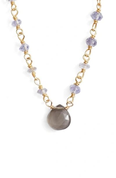 Shop Ela Rae Beaded Collar Necklace In Iolite/ Grey Moonstone