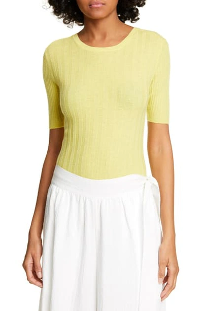 Shop Vince Elbow Sleeve Cashmere Pullover In Citrine