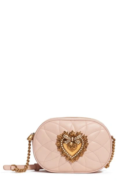 Shop Dolce & Gabbana Devotion Matelasse Leather Bag In Cipria