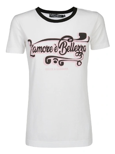 Shop Dolce & Gabbana T-shirt In Scritte Dg Fdo Bianc