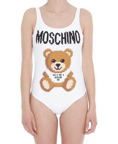 Shop Moschino Pixel Capsule Collection Swimsuit In White