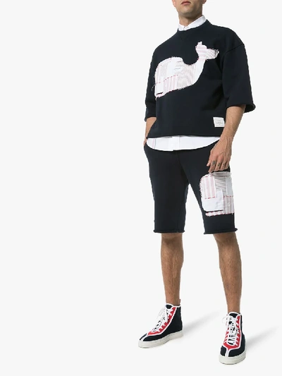 Shop Thom Browne Blue Whale Track Shorts