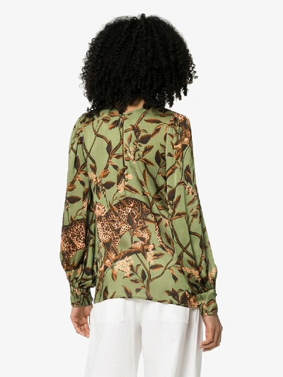 Shop Johanna Ortiz Gifts Of Nature Printed Blouse In Pistachio