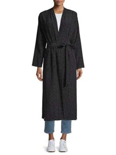 Shop Eileen Fisher Long Kimono Jacket In Black