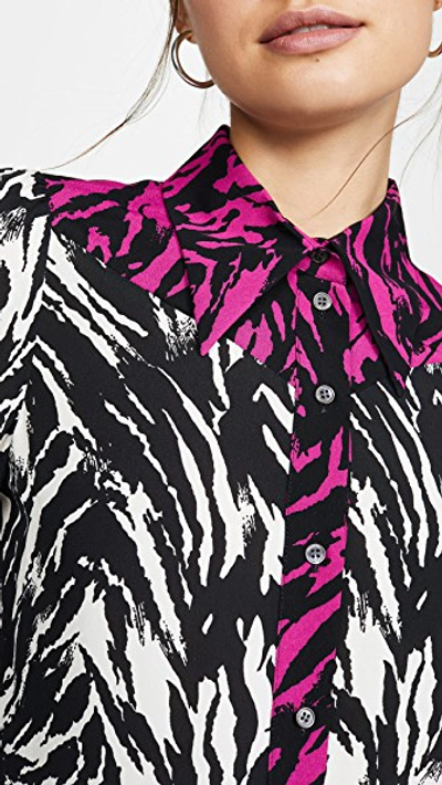 Shop N°21 Zebra Contrast Button Down Top In Black/white/pink