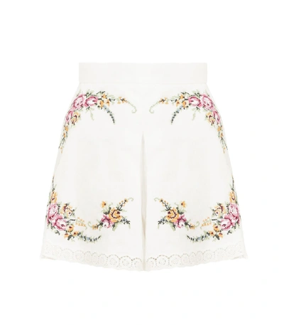 Shop Zimmermann Allia Cross Stitch Pleat Short In Ivory In Multi