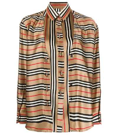 Shop Burberry Striped Cardi-shirt In Multi