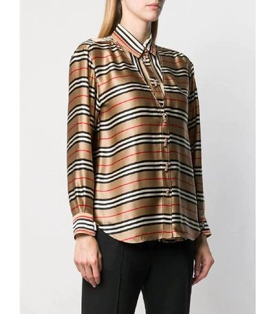 Shop Burberry Striped Cardi-shirt In Multi