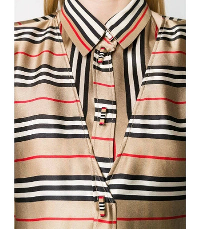 Shop Burberry Striped Cardi-shirt In Multi