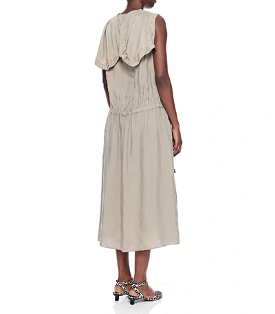 Shop Tibi Cupro Anorak Sleeveless Midi Dress In Cool Taupe