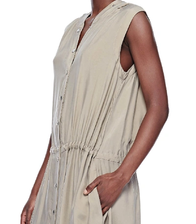 Shop Tibi Cupro Anorak Sleeveless Midi Dress In Cool Taupe