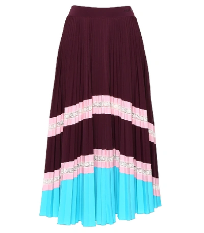 Shop Valentino Striped Pleated Skirt In Multi