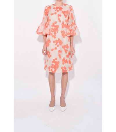 Shop Lela Rose Flutter Sleeve Tunic Dress In Vermillion In Multi