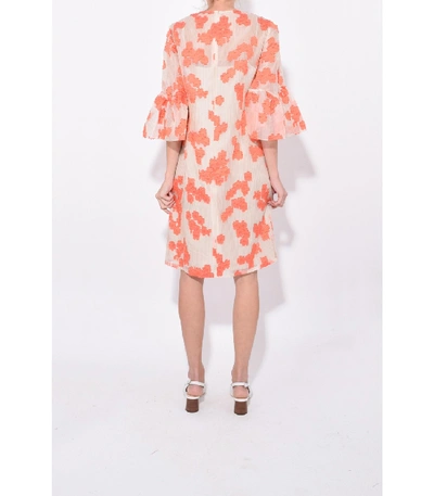 Shop Lela Rose Flutter Sleeve Tunic Dress In Vermillion In Multi