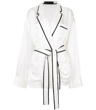 Shop Haider Ackermann Satin Pyjama Shirt In White