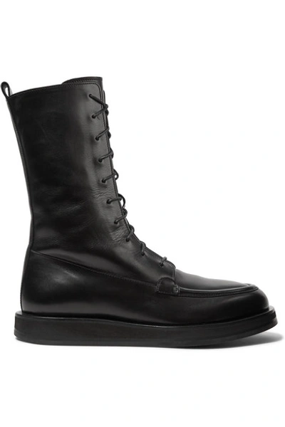 Shop The Row Patty Lace-up Leather Ankle Boots In Black