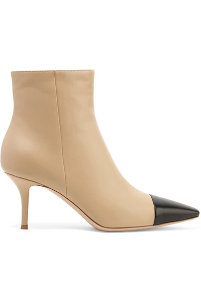 Shop Gianvito Rossi 70 Two-tone Leather Ankle Boots In Beige