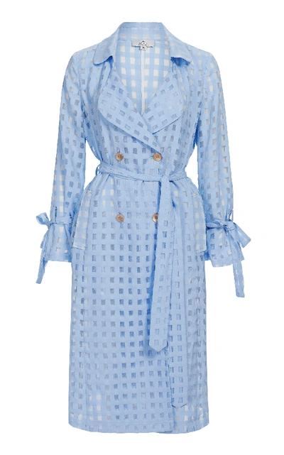 Shop We Are Kindred Valencia Checkered Trench In Blue
