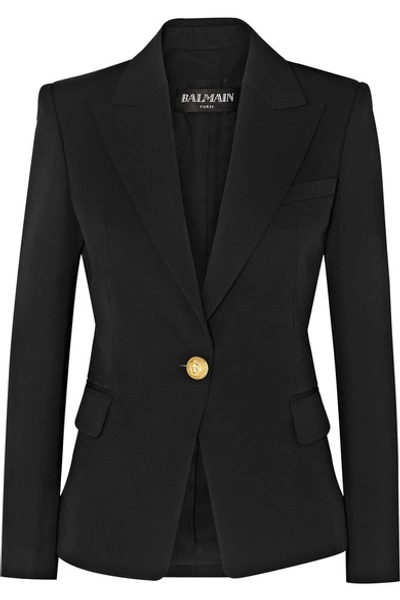 Shop Balmain Wool-twill Blazer In Black
